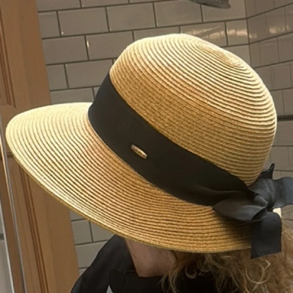 Karen Keith Straw Hat with Black Ribbon - Picture 8 of 9